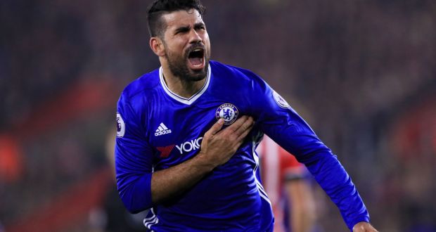  Chelsea striker Diego Costa will not feature in the  Premier League game at Leicester on Saturday. Photograph:   John Walton/PA Wire