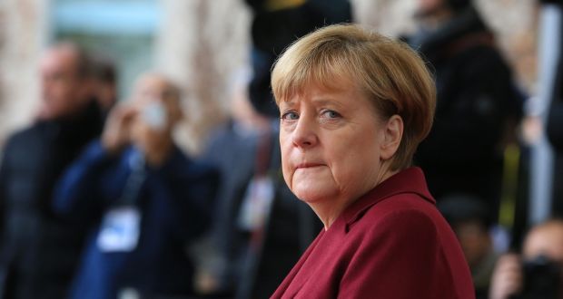 Angela Merkel said “protectionist tendencies” were one of the main risks to Germany’s economy. Photograph: Krisztian Bocsi/Bloomberg