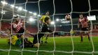 Shane Long bundles home Southampton’s late winner in the FA cup third-round replay against Norwich City at St Mary’s. Photograph:  John Sibley/Action Images via Reuters/Livepic 