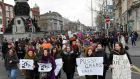 A view of the crowd, estimated at 5,000, at the Women’s March  in Dublin. Photograph: Clodagh Kilcoyne