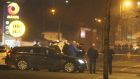 The scene at a petrol station on the Crumlin Road in north Belfast on Sunday night after  a police officer was shot in the arm. Photograph: PA Wire
