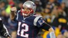 New England Patriots quarterback Tom Brady celebrates after a touchdown by running back LeGarrette Blount against the Pittsburgh Steelers. Photograph: Reuters