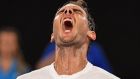 Rafael Nadal celebrates his victory against Gael Monfils during their men’s singles fourth round match on day eight of the Australian Open. Photograph: Saeed Khan/AFP/Getty Images 