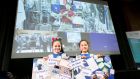 Sophie Guilfoyle and Andrea Ford from Mary Queen of Ireland Caherdavin Limerick pictured at talk with European Space Agency (ESA) astronaut Thomas Pesquet live from the International Space Station (ISS). Photograph: Brian Gavin Press 22