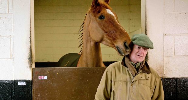 Willie Mullins with Annie Power at his Co Carlow stables last February. Photograph: Morgan Treacy/Inpho