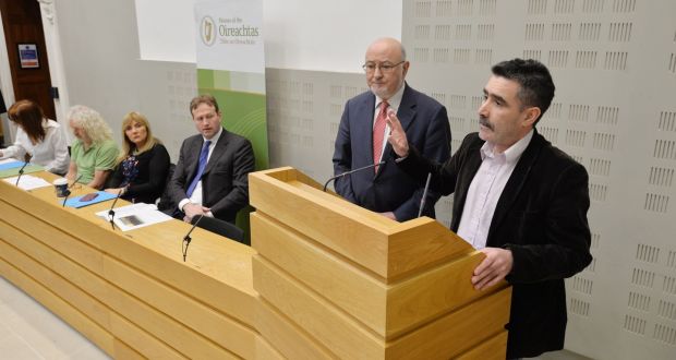  Martin Collins from Pavee Point speaking at the launch of the Justice and Equality Committee report on Traveller ethnicity at the Dáil. Photograph: Alan Betson/The Irish Times