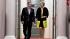 Taoiseach Enda Kenny and British prime minister Theresa May at Government Buildings, Dublin. Photograph: Chris Bellew/Fennell Photography/Reuters