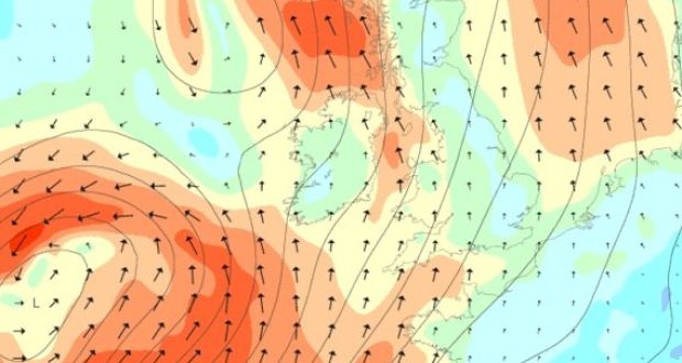 A wind speed map for 6am on February 1st. Photograph: MagicSeaweed