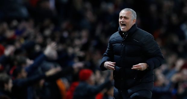  Manchester United manager Jose Mourinho reacts during the premier League game against Hull City at Old Trafford. Photograph: Phil Noble/Reuters/ Livepic 