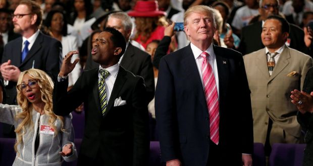  Donald Trump attending a church service, in Detroit, Michigan during the Republican  nomination campaign last September. Photograph:  Reuters/Carlo Allegri