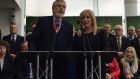 Sinn Féin president Gerry Adams and the party’s Stormont leader Michelle O’Neill launch the party’s campaign for the Northern Ireland Assembly election. Photograph: PA 