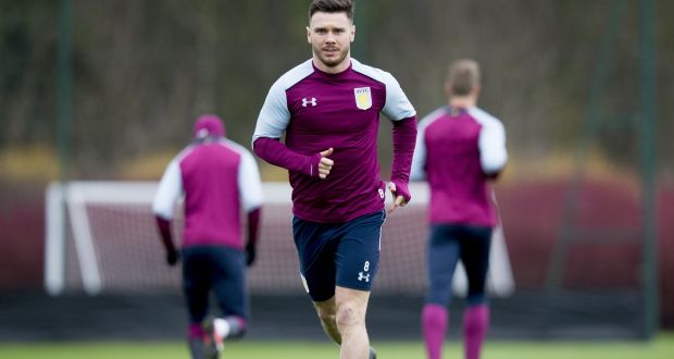 Aston Villa’s new signing Scott Hogan. Photograph: Getty Images