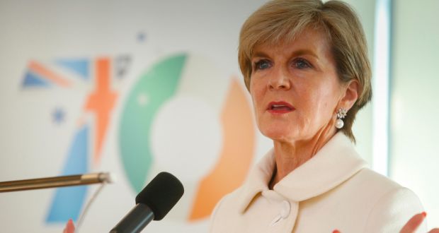  Australian foreign minister Julie Bishop at a  breakfast meeting in Dublin. Photograph: Conor McCabe Photography