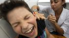 A child is vaccinated against yellow fever in a hospital in Brasilia, Brazil. So far this year, Brazil has had 234 confirmed cases of yellow fever and 79 deaths from the mosquito-borne disease. Photograph: Joedson Alves/EPA