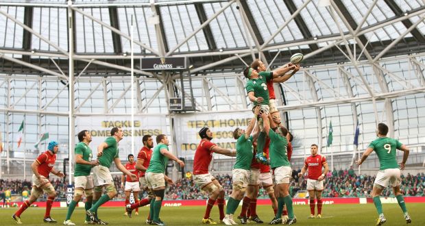 Ireland’s CJ Stander and Alun-Wyn Jones of Wales compete for a line-out in last year’s Six Nations game. Ireland will look to target the Welsh set-piece this years. Photograph: Colm O’Neill/Inpho