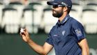 Adam Hadwin reacts after a birdie putt on the 17th green during the second round of the Valspar Championship. Photograph: Mike Lawrie/Getty Images