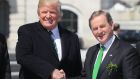 Taoiseach Enda Kenny and US president Donald Trump shake hands after a Friends of Ireland lunch at the Capitol Building in Washington DC. Photograph: Niall Carson/PA Wire.