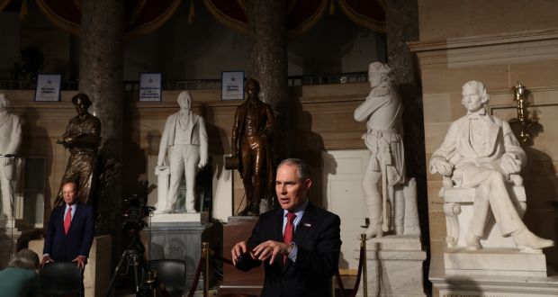Scott Pruitt, head of the US Environmental Protection Agency: remains unconvinced that carbon dioxide is a significant driver of global warming. Photograph: Stephen Crowley/New York Times