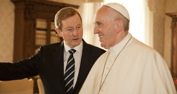 Pope Francis with Taoiseach Enda Kenny during a private audience at the Vatican. 