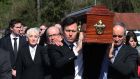 Terry Prone and Anton Savage at the funeral of Tom Savage in Grange, Co Louth. Photograph: Stephen Collins/Collins Photos