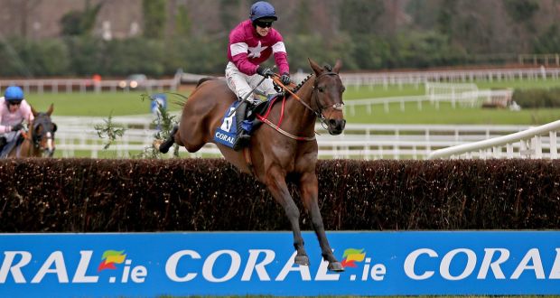 Empire of Dirt ridden by Jonathan Moore at  Leopardstown Racecourse last year. Horse will run in the Anniversary Hurdle at Aintree. Photograph: Donall Farmer/Inpho