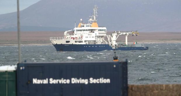 Rescue 116: the Irish Lights ship Granuaile carrying wreckage from the Irish Coast Guard helicopter. Photograph: Brian Lawless/PA Wire