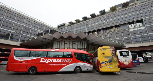  Busáras in Dublin. The Bus Éireann strike has halted all services with exception of school buses. Photograph: Dara Mac Dónaill 