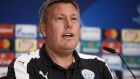 Craig Shakespeare of Leicester City at a press conference ahead of their Champions League quarter-final. Photo: Gonzalo Arroyo Moreno/Getty Images