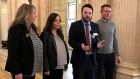 SDLP leader Colum Eastwood (second right) said he was “open to any discussion on how we can protect the Remain vote in Northern Ireland”. Photograph: Deborah McAleese/PA Wire