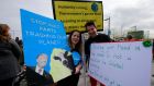 Auld farts and the environment: Sinead Crowley and Phil Smyth participate in  the March for Science in Dublin on Saturday  afternoon.  Photograph: Nick Bradshaw