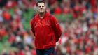Munster head coach Rassie Erasmus has been rewarded for his impressive season by being named  as the Guinness Pro12 coach of the year. Photograph:  David Rogers/Getty Images