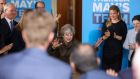  British prime minister Theresa May being applauded at a general election campaign event in Harrow, London, on Monday. Photograph: Chris Ratcliffe/EPA