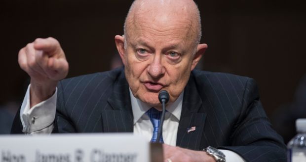 Former director of national intelligence James Clapper: “the Russians have to consider this [Comey’s sacking] as another victory on the scoreboard for them”. Photograph: Michael Reynolds/EPA