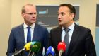 Candidates for the Fine Gael leadership Minister for Housing Simon Coveney  and Minister for Social Protection Leo Varadkar. Photograph: Dara Mac Dónaill