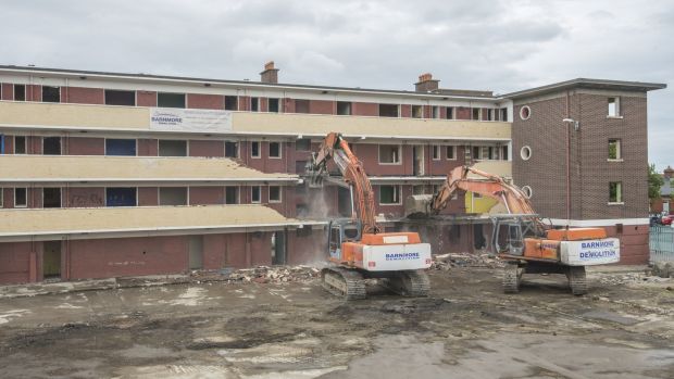 Flats being demolished at St Teresa’s Gardens, one of the sites will be part of the Dublin 8 development. Photograph: Brenda Fitzsimons