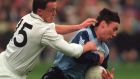 Kildare’s Brian Nolan (left) and Dublin’s Paul Curran during the 1993 football league. Photograph: Billy Stickland/Inpho