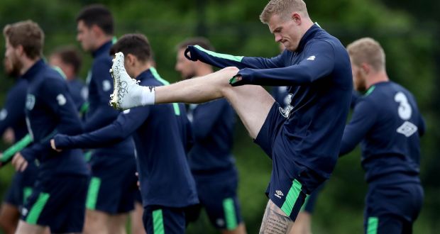 Ireland’s James McClean training ahead of the friendly clash with Mexico in New York. Photo: Ryan Byrne/Inpho