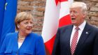 Angela Merkel and Donald Trump at last week’s G7 summit: US press secretary Sean Spicer is seeking to downplay reports of tensions between the two leaders. Photograph:  Philippe Wojazer/AFP/Getty Images