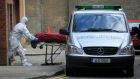 The body of Michael Keogh is removed from the underground car park of a apartment building located off Dorset Street in Dublin’s north inner city. Photograph: Gareth Chaney/Collins