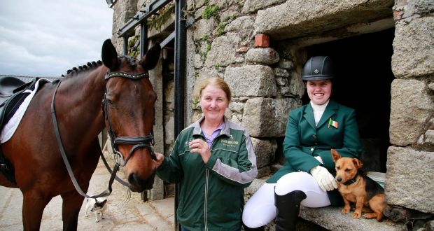 Kate Kerr-Horan with her horse Arlande and her mother Pam Kerr at Broomfield Equestrian Centre,  Tinahely, Co Wicklow. Photograph Nick Bradshaw