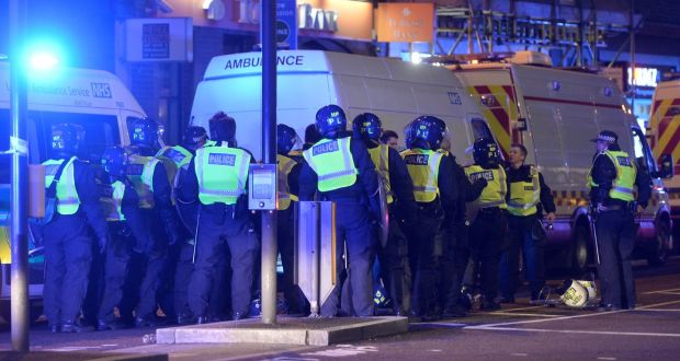 Police respond to the terror incident in London on Saturday night. Photograph: Hannah McKay/Reuters