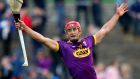  Wexford’s Lee Chin celebrates at the final whistle. Photograph: James Crombie/Inpho