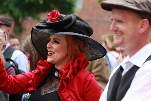 Scene from "Bloomsday In The Monto",  including a mock wedding, organised by the North Inner City Folklore Project at Liberty House Park on Foley Street, Dublin 1.   Photograph: Nick Bradshaw / The Irish Times