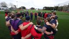 British and Irish Lions team huddle with Warren Gatland during the training. Photograph: Billy Stickland/Inpho