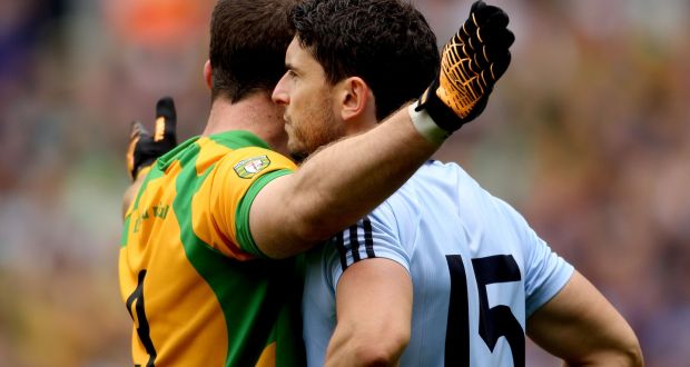 Donegal’s Neil McGee subjected  Bernard Brogan to an hour  of intense, up close and personal scrutiny in the 2011 All-Ireland semi-final. Photograph: James Crombie/Inpho