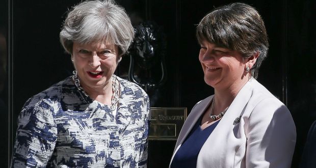 DUP leader Arlene Foster said she was ‘delighted’ with the package she secured from Theresa May in return for her party supporting the British Conservative government. Photograph: Getty Images