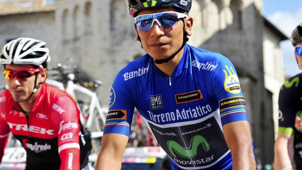 Colombian rider Nairo Quintana of the Movistar Team: his form is a little less certain by virtue of the fact that he rode the Giro d’Italia. Photograph: Dario Belingheri/EPA