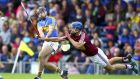 Westmeath’s Gary Greville blocks down Tipperary’s Aidan McCormack during the All-Ireland Round One Hurling qualifier at  Semple Stadium. Photograph: Ken Sutton/Inpho