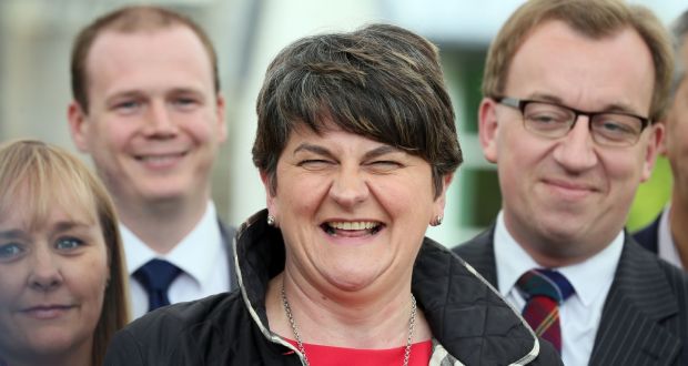 DUP leader Arlene Foster whose party has been criticised over a £425,000 donation received during the Brexit campaign. Photograph: Paul Faith/AFP/Getty Images.