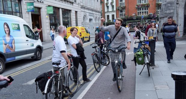 The  I Bike Dublin protest on Andrew’s Street, Dublin. Photograph:  Bryan Meade